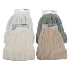 Strickmütze uni mit Umschlag VE 40